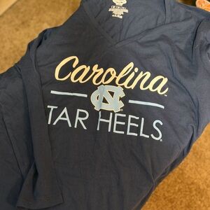 UNC Tarheel Carolina 3/4 Sleeve Blue V-Neck Shirt